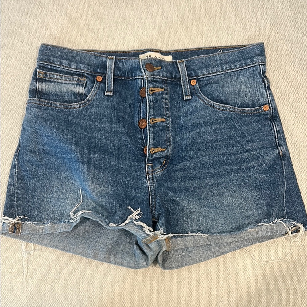 Madewell Blue Jean Shorts High-Waisted Distressed